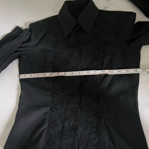 Sisley black blouse, size M, fits like a small ( see measurements ) - Picture 10 of 15